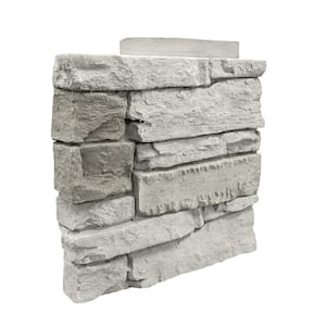 Stacked Stone Arctic Smoke 12 in. x 1.375 in. x 12 in. Faux Stone Siding Corner Panel Left