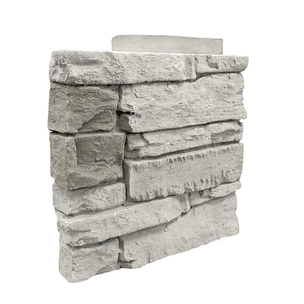 Genstone Stacked Stone Arctic Smoke 12 In X 1 375 In X 12 In Faux Stone Siding Corner Panel