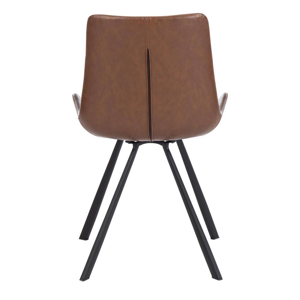 Transitional Wood and Faux Leather Side Chairs in Light Brown, Set of 2