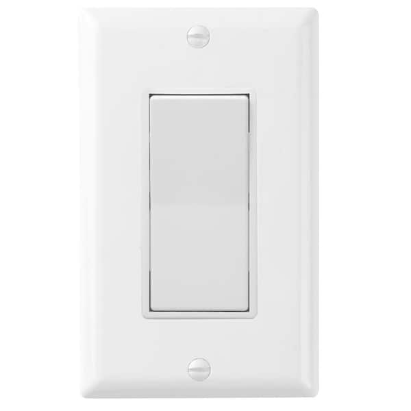 RUN BISON Decora 15 Amp Single Pole Rocker Light White Switch, Wall ...