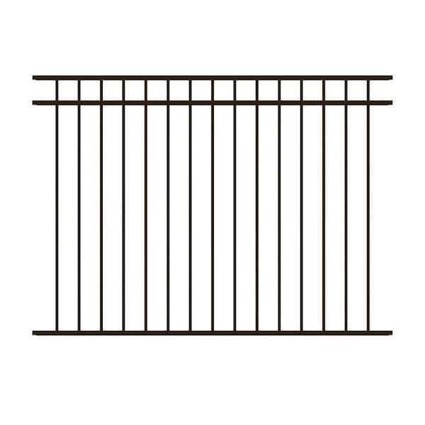 FORGERIGHT 4.33 ft. H x 6 ft. W 3-Rail Deluxe Black Aluminum Fence Panel