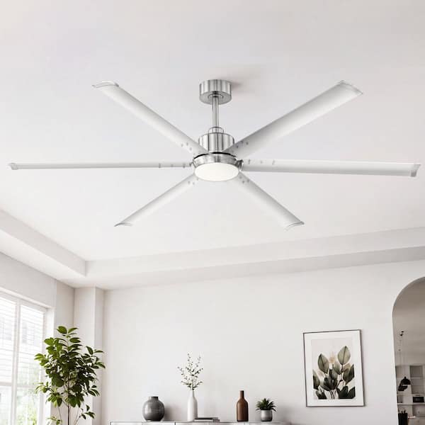 JAZAVA 72 in. Brushed Nickel Downrod Mount Standard LED Covered