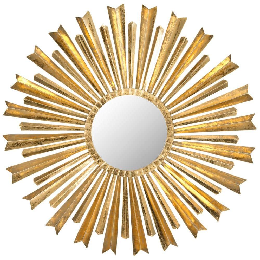 33'' Gold Sunburst Hand-Forged Iron Decorative Wall Mirror