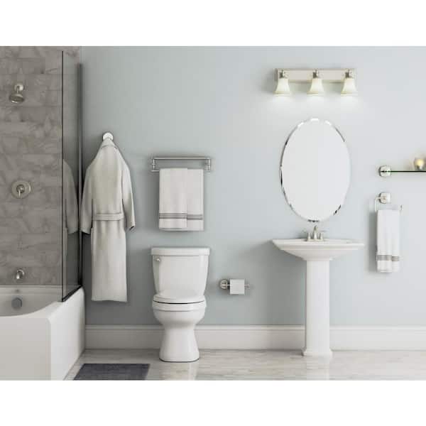 ISO 10-7/10 in. L x 6-9/25 in. H x 26-19/20 in. W Zinc Hotel-Style Bathroom Shelf in Brushed Nickel ISO 10-7/10 in. L x 6-9/25 in. H x 26-19/20 in. W Zinc Hotel-Style Bathroom Shelf in Brushed Nickel
