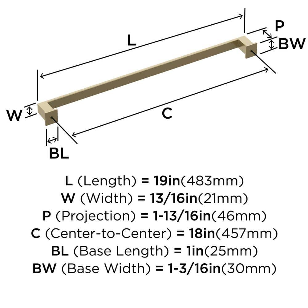 Golden Champagne 18-Inch Appliance Pull with Mounting Hardware