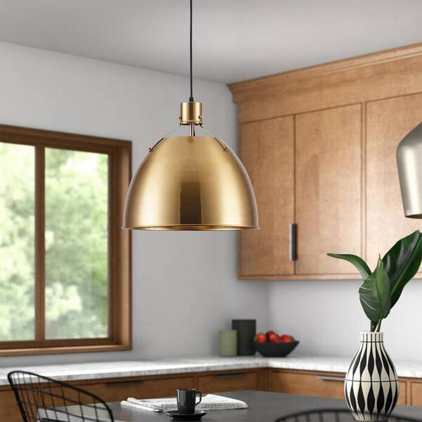 Sygdom Rundt om Borgmester aiwen 1-Light Gold Single Dome Pendant Light with Metal Shade HEJ4201 - The  Home Depot