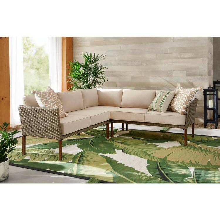 Hampton Bay Hawthorn Estates 3Piece Wicker Outdoor Patio Sectional Set