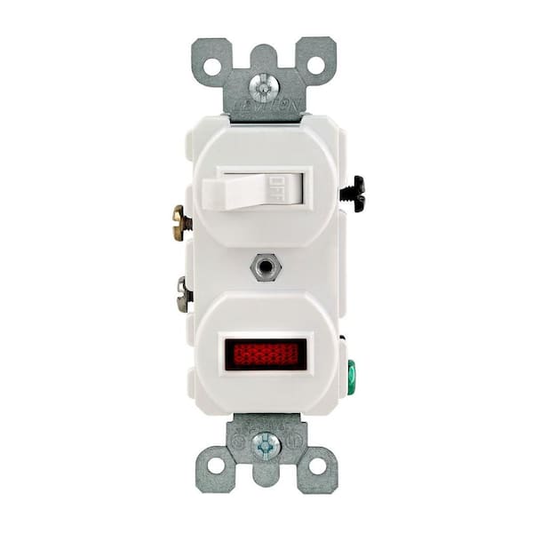 Leviton 1/25W-125V Combination Switch with Neon Pilot Light, White