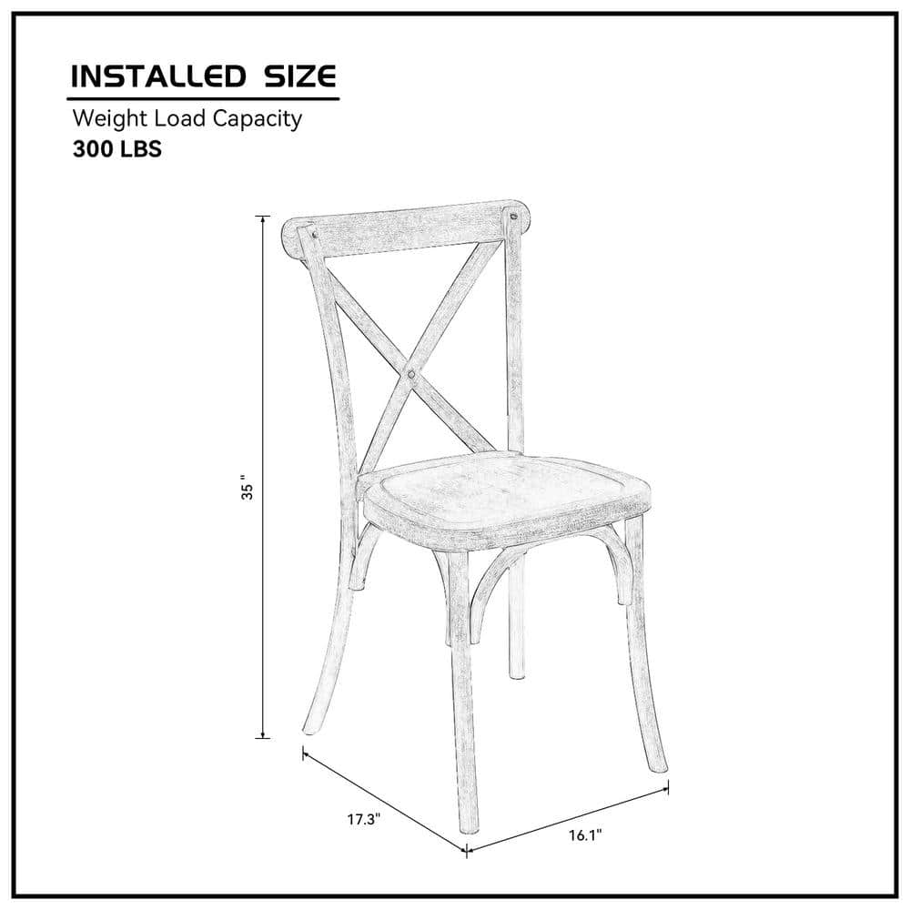 White Resin Cross Back Armless Side Chair Set