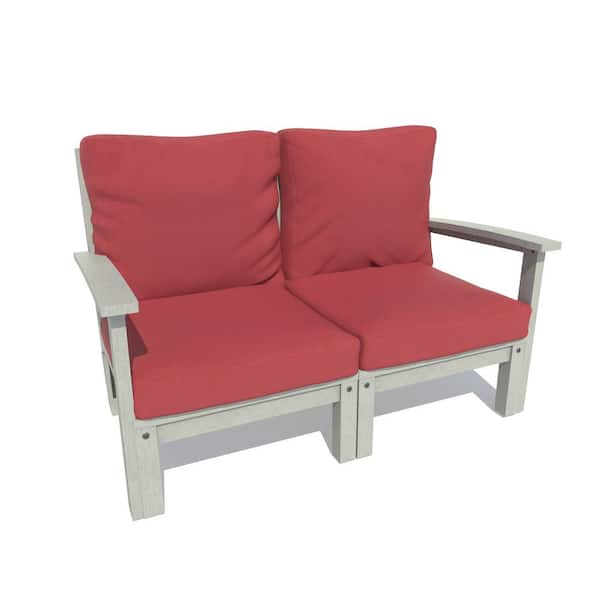 Highwood Bespoke 1-Piece Plastic Outdoor Deep Seating Loveseat with Firecracker Red Cushions