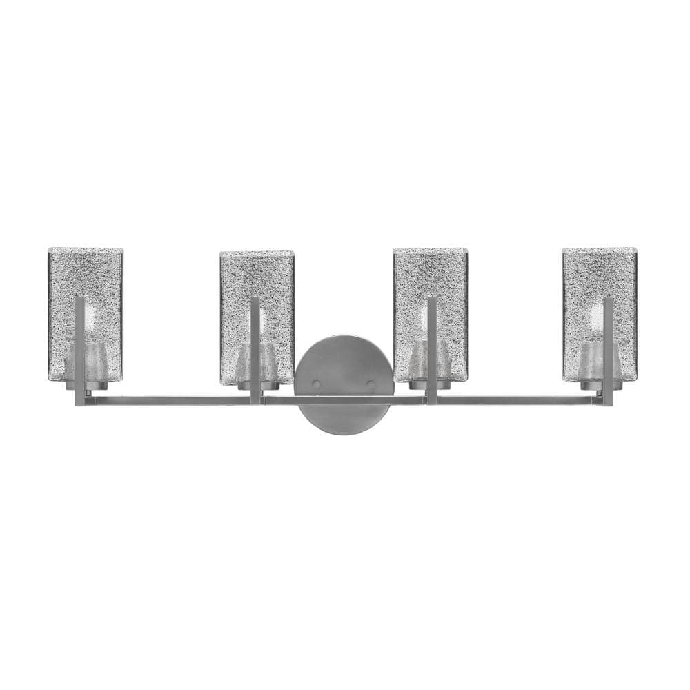 Cottonwood 28.5 in. 4-Light Vanity Light Graphite with 3.5 in. Square Smoke