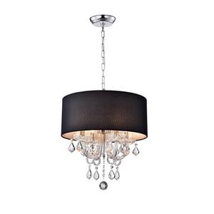 Serriera 4-Light Black Drum Chandelier with No Bulbs Included, for Dining/Livning Room, Bedroom, Foyer