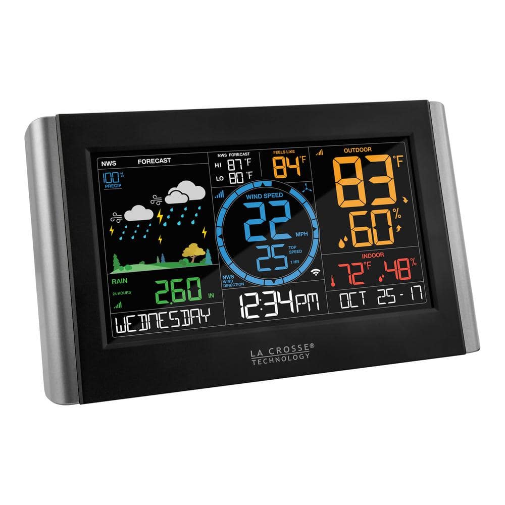 Black Wireless Digital Color Weather Station with Humidity Sensor