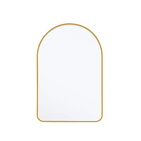 Lirago 24 in. W x 36 in. H Arch Metal Frame Wall Mirror for Bathroom with  Round Corner for Wall Decoration in Gold