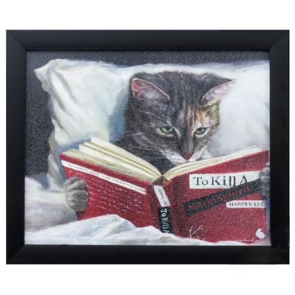 HomeRoots 11 in. x 9 in. Black Cat Kill A Mockingbird Acrylic Framed Wall Art 1-Piece