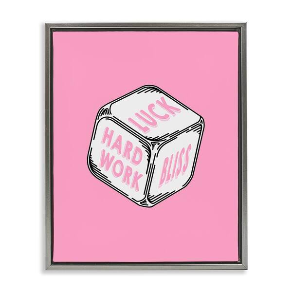 Pastel Pink Lucky Dice by Graffi Tee Studios Gray Floater Frame Typography Graphic Art Print 21 in. x 17 in.