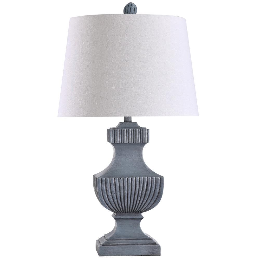 StyleCraft Askern 32.25 in. Bluegray Table Lamp with OffWhite Shade