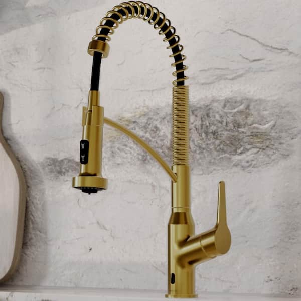 Scottsdale Single Hole Single Handle Pull-Down Sprayer Sensor Kitchen Faucet In Gold