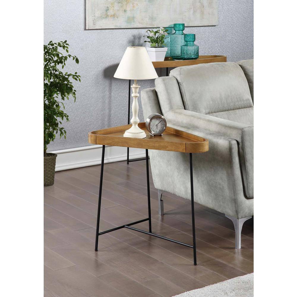Lunar 27 in. Acacia Driftwood/Black Triangle Wedge MDF End Table - thumbnail 10