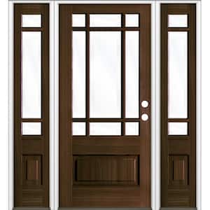 64 in. x 80 in. Contemporary LH 3/4 Lite Clear Glass Black Stain Douglas Fir Prehung Front Door with DSL