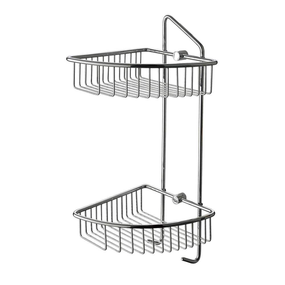 ALFI Black 2-Tier Stainless Steel Wall Mount Bathroom Shelf (12-in