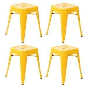 18 in. Yellow Backless Metal Bar Stool with Metal Seat Set of 4