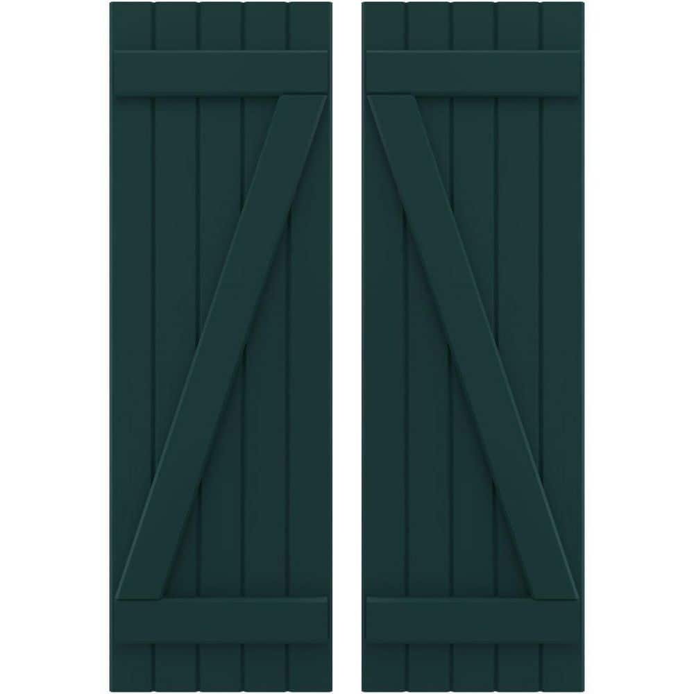 17-1/2 in. W x 52 in. H Americraft 5 Board Exterior Real Wood Joined Board and Batten Shutters with Z-Bar Thermal Green price history on PriceWatchPro