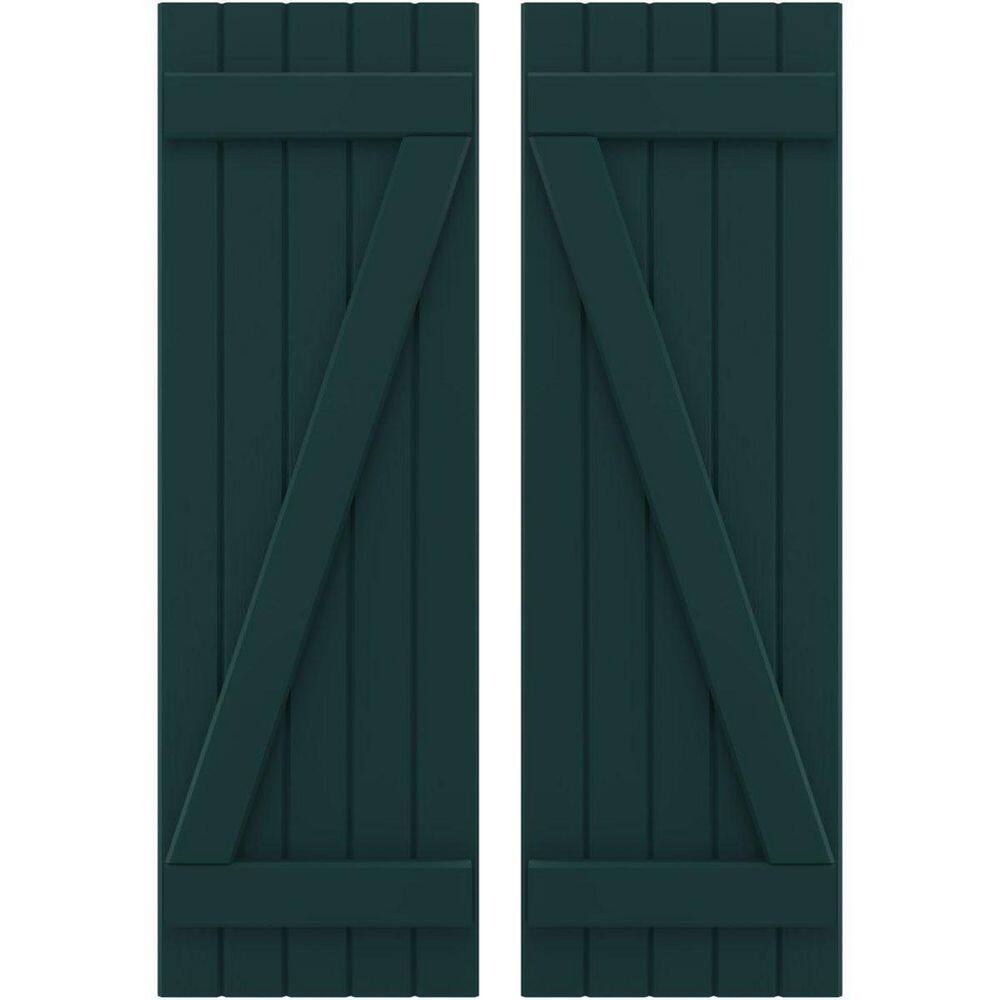 17-1/2 in. W x 65 in. H Americraft 5-Board Exterior Real Wood Joined Board and Batten Shutters w/Z-Bar in Thermal Green price history on PriceWatchPro
