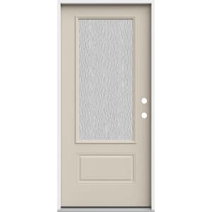 36 in. x 80 in. 1 Panel Left-Hand/Inswing 3/4 Lite Hammered Glass Primed Steel Prehung Front Door