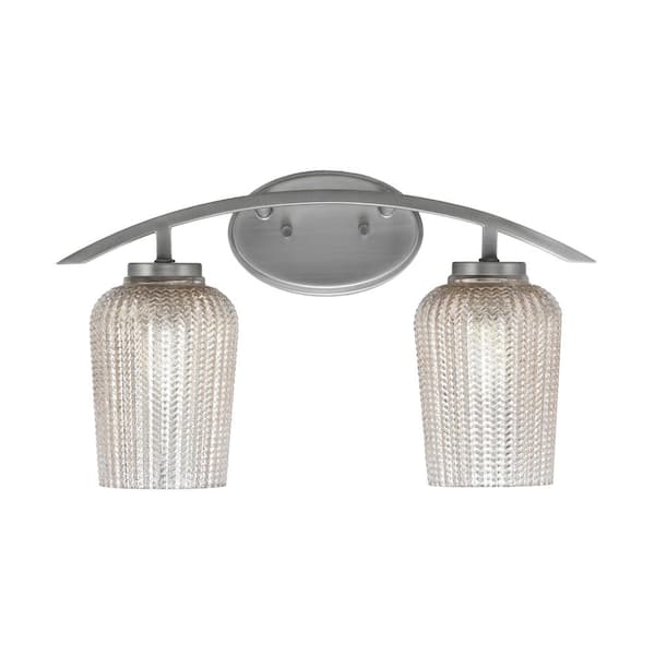 Unbranded Siena 18.25 in. 2-Light Vanity Light Graphite with Silver Textured Glass Shades