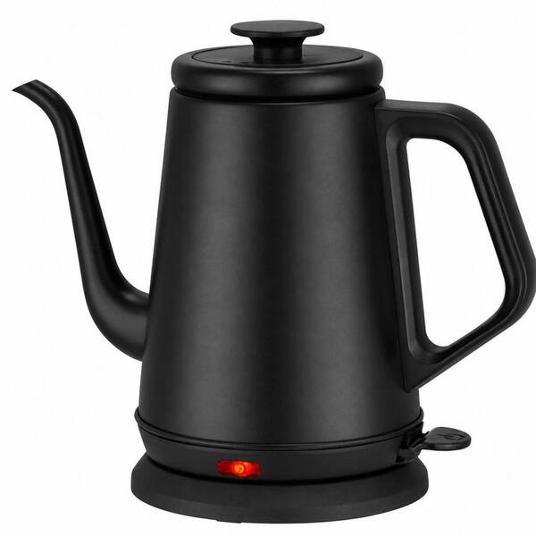 4-Cup Matte Black Gooseneck Electric Kettle, Stainless Steel Tea Kettle with Auto Shut-Off Protection