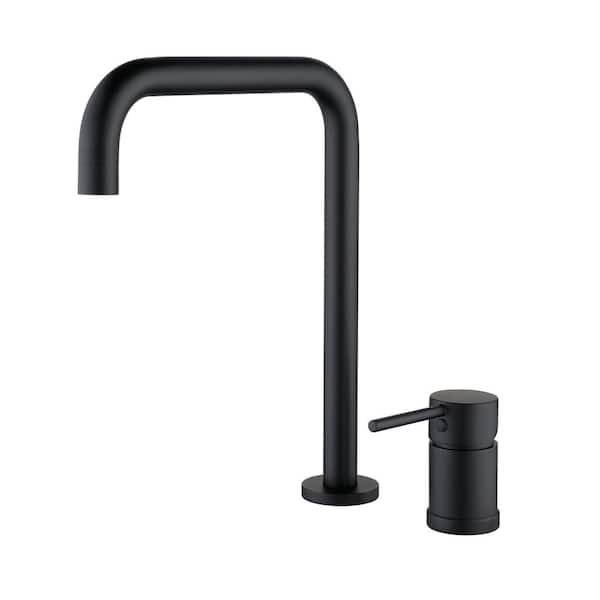 AIMADI Single Handle 2 Hole Bathroom Faucet with Swivel Spout Modern Brass Bathroom Basin Taps in Matte Black