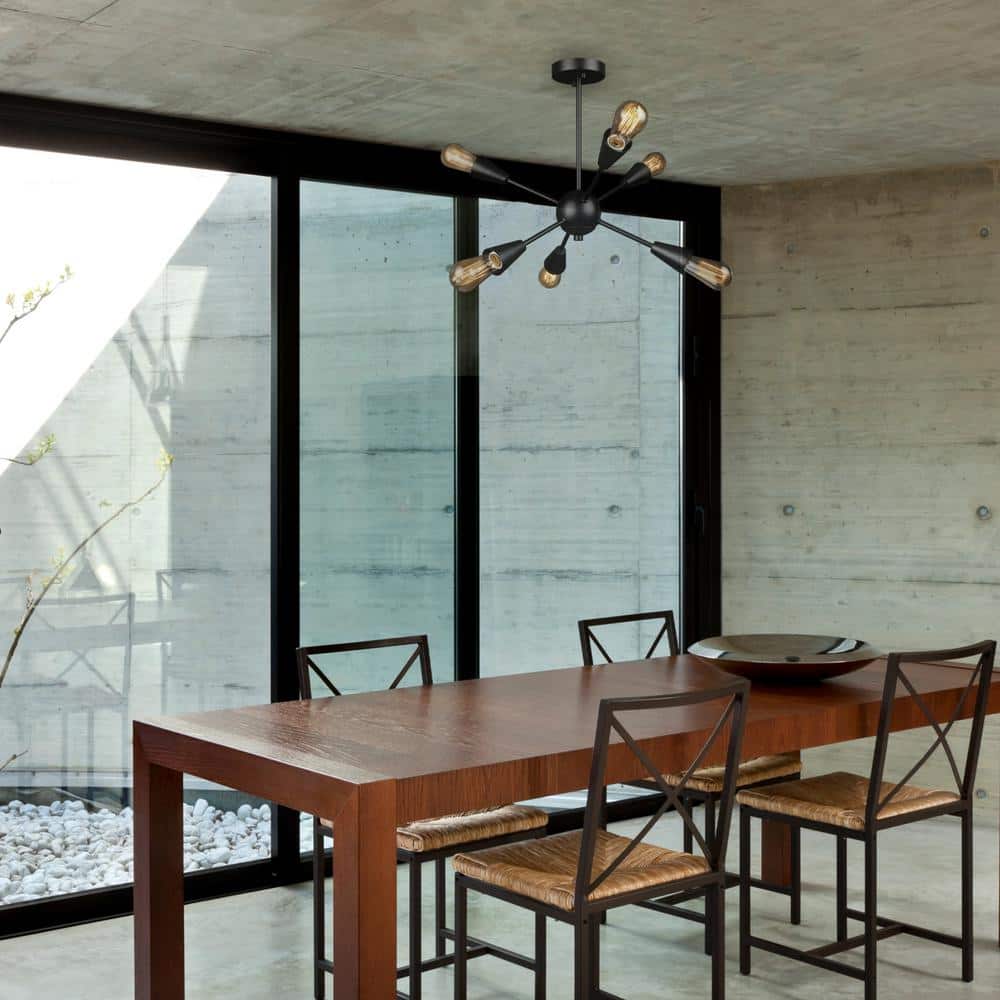 Emmanuelle Matte Black 6-Light Semi-Flush Mount Ceiling Light