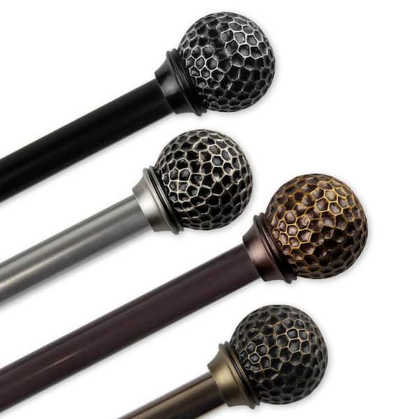 EMOH 13/16" Dia Adjustable 18-28" Single Curtain Rod in Cocoa with Ushasi Finials