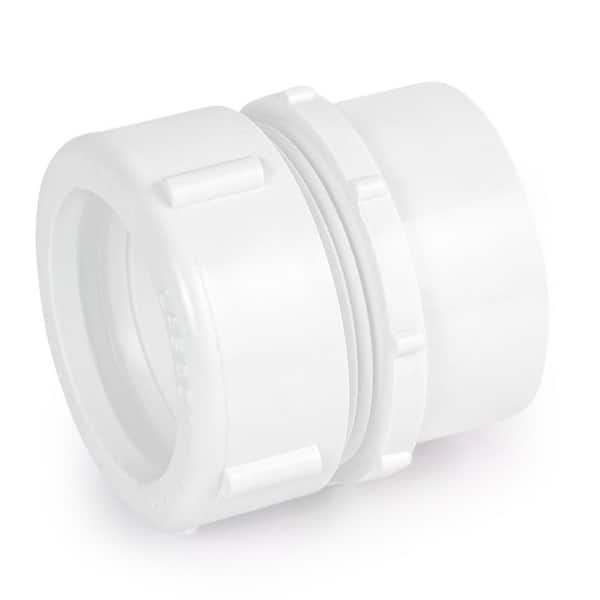 1-1/2 in. x 1-1/4 in. White Rigid PVC DWV Trap Adapter Nut 0.19 ft. Long, Male Spigot x Slip Joint Schedule 40 (75-Pack)