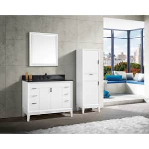 Emma 43 in. W x 22 in. D x 35 in. H Bath Vanity in White with Granite Vanity Top in Black with White with Basin
