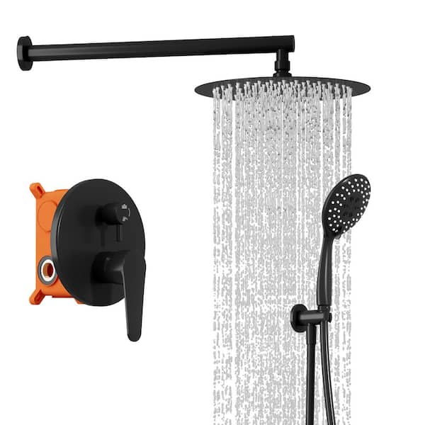 WIAWG Single Handle 5-Spray Shower Faucet Handheld Shower Combo Kit with 2.5 GPM Shower with Adjustable Heads in Black, Valve