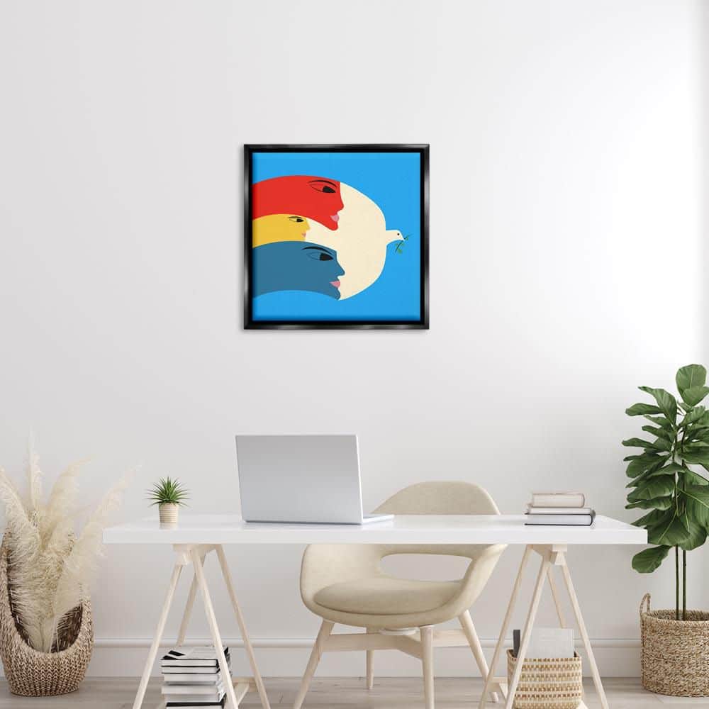 Peaceful Dove with Faces by Carrie Cantwell Black Floater Frame Animal Graphic Art Print 25 in. x 25 in. price history on PriceWatchPro
