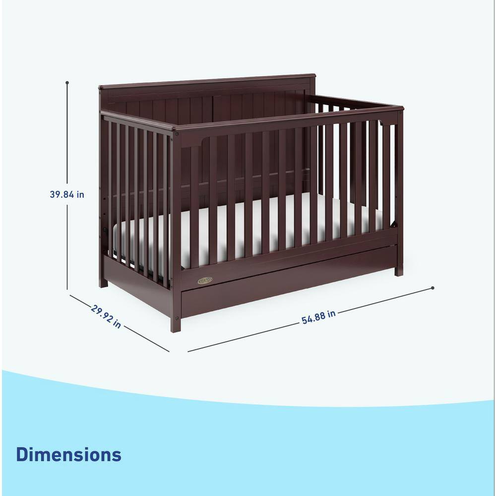 Hadley Espresso Painted Wood 4-in-1 Convertible Crib with Drawer