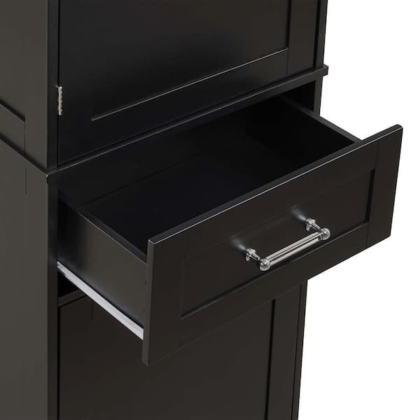XUJMK 20 in. W x 13 in. D x 68 in. H Black Linen Cabinet, Tall
