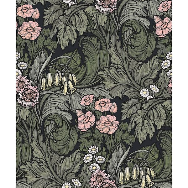 Unbranded Llewelyn-Bowen Off The Wall Pink Floral Hedgerovia Matte Finish Non-Pasted Non-Woven Wallpaper Sample