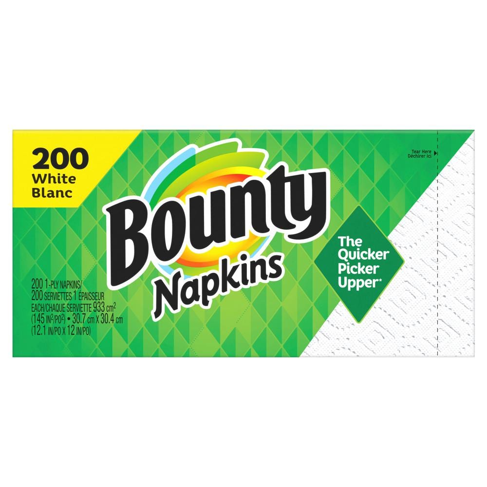 Bounty 12.1 in. x 12 in. White 1-Ply Napkins (200-Count)