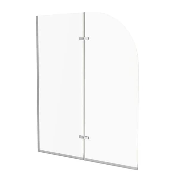 Zeafive 48 in. W x 58 in. H Frameless Bathtub Shower Door Foldable Pivot Hinged Bath Tub Door in Chrome with 1/4 in. Clear Glass