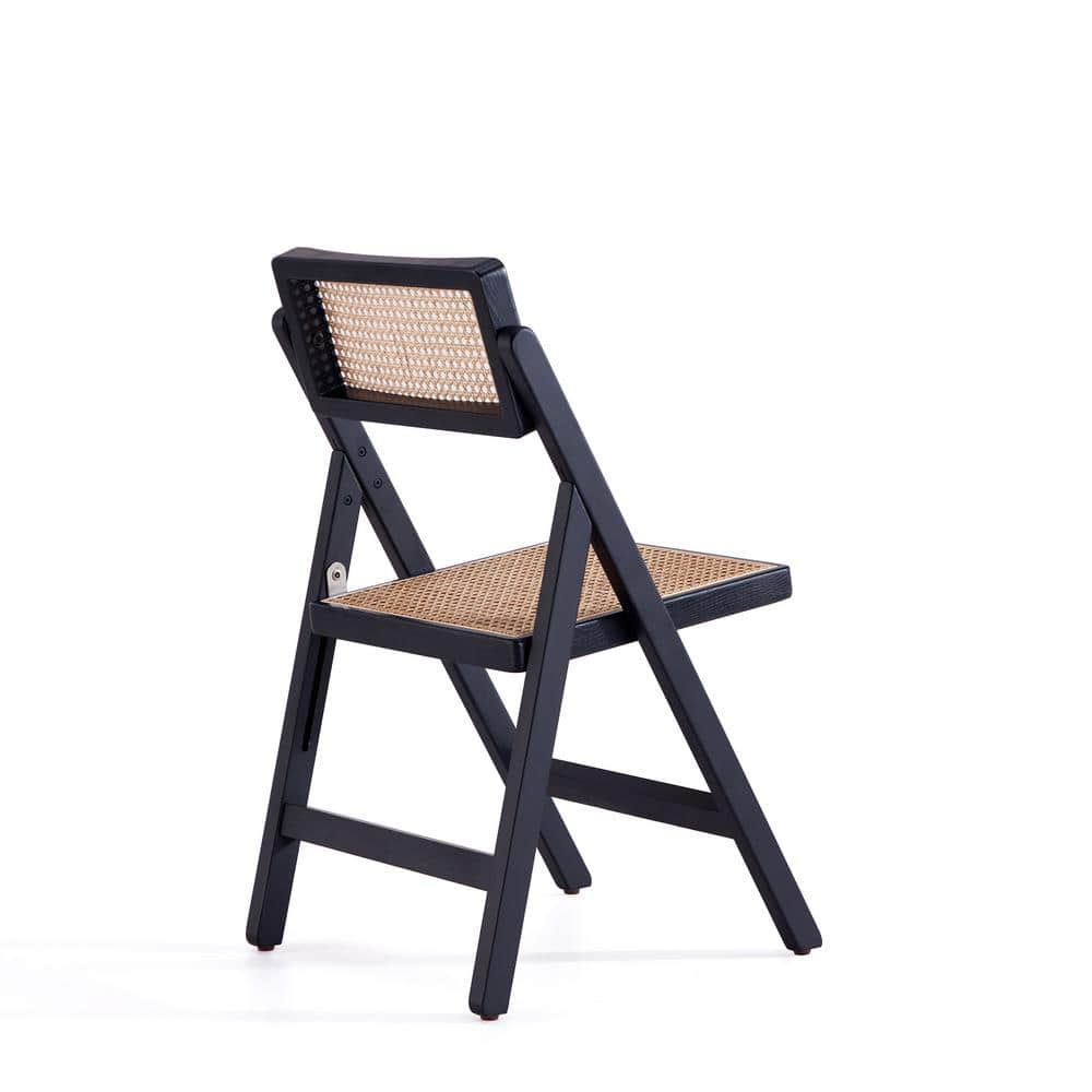 Pullman Black and Natural Cane Solid Wood Folding Side Chair