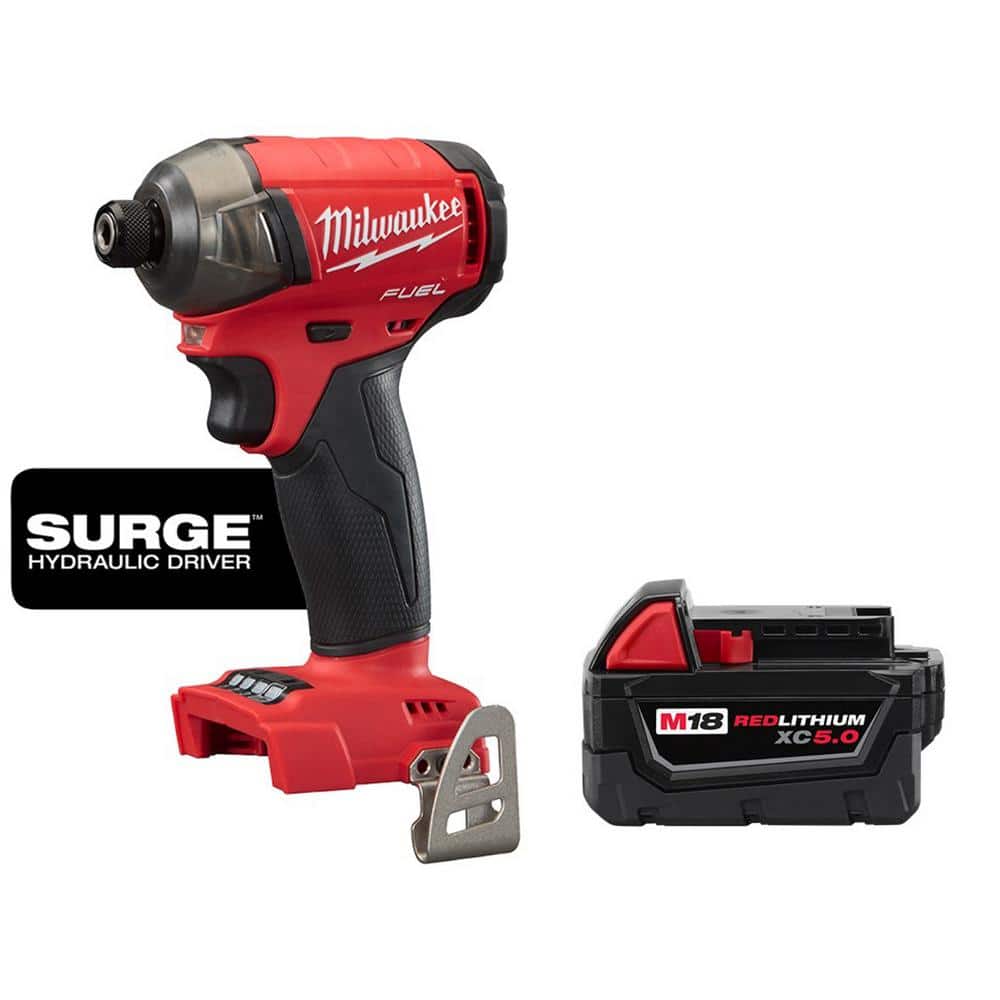 Milwaukee M18 FUEL SURGE 18V Lithium-Ion Brushless Cordless 1/4 in. Hex Impact Driver with XC 5.0 Ah Battery