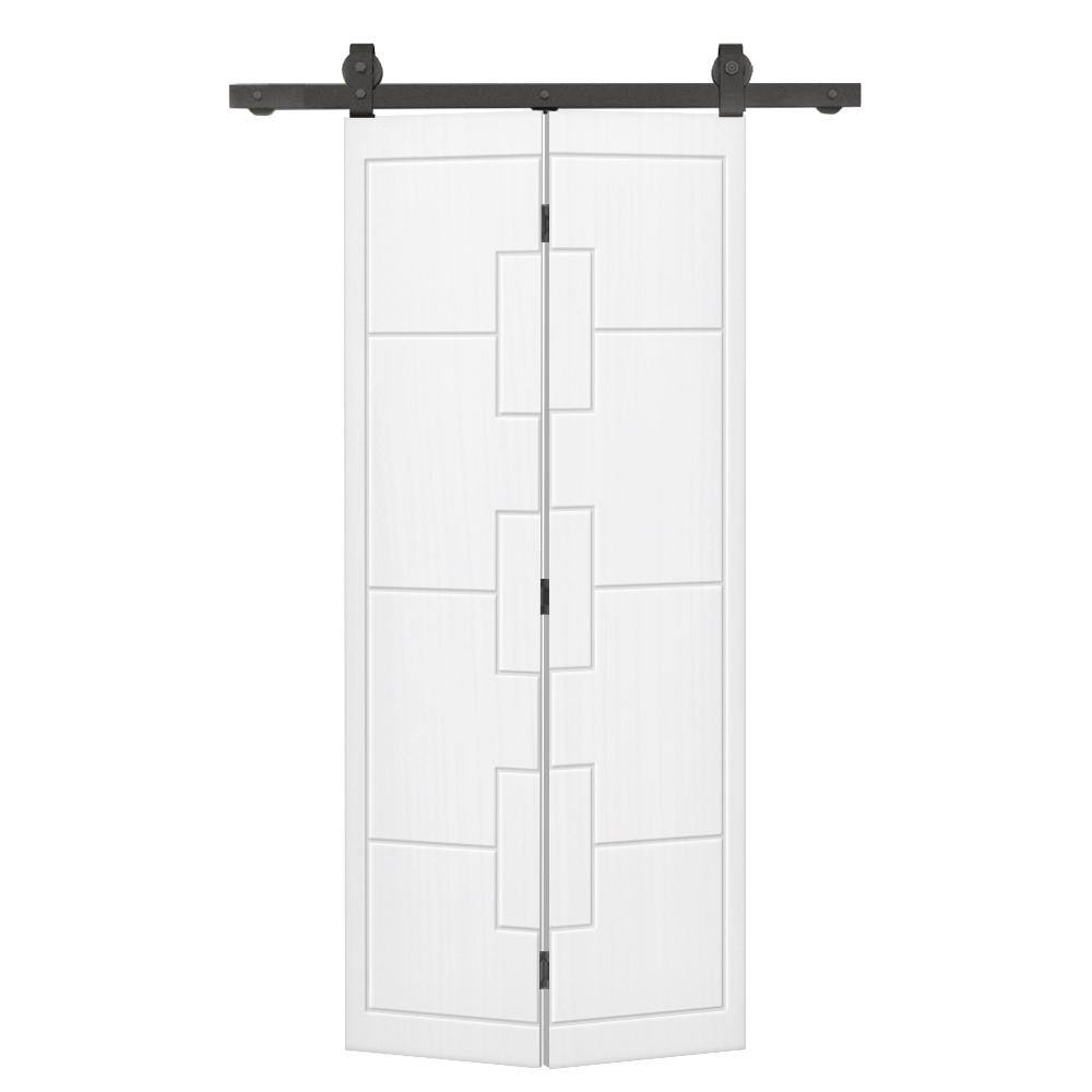 30 in. x 80 in. Hollow Core White Painted MDF Composite Bi-Fold Barn Door with Sliding Hardware Kit price history on PriceWatchPro