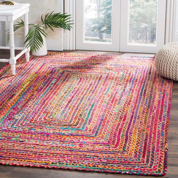 Cape Cod Red/Multi 3 ft. x 3 ft. Striped Border Square Area Rug