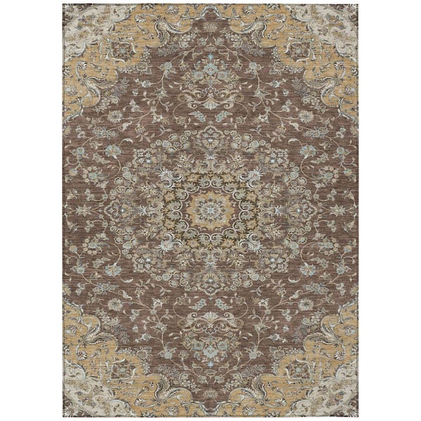 Chantille Machine Washable Indoor/Outdoor Abstract ACN2495 Chocolate 10 ft. x 14 ft. Area Rug