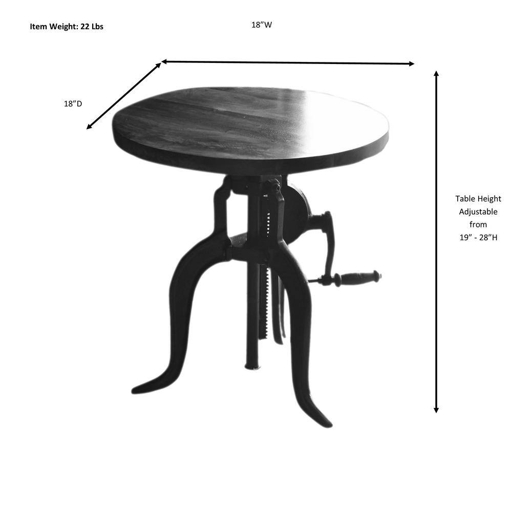 Regan Adjustable Whitewash Mango Wood and Cast Iron Accent Table