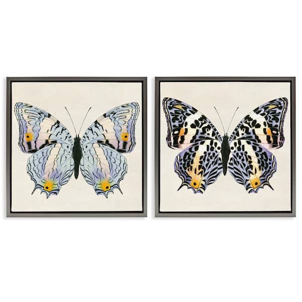 Stupell Industries Butterflies with Yellow Details by Susan Arnot 2-Pieces Gray Floater Frame Animal Graphic Art Print 18 in. x 18 in.